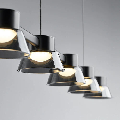 Linear Multi-Light Black Glass Pendant Light