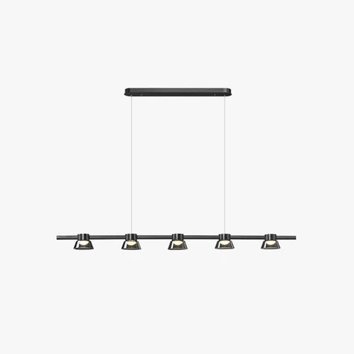 Linear Multi-Light Black Glass Pendant Light