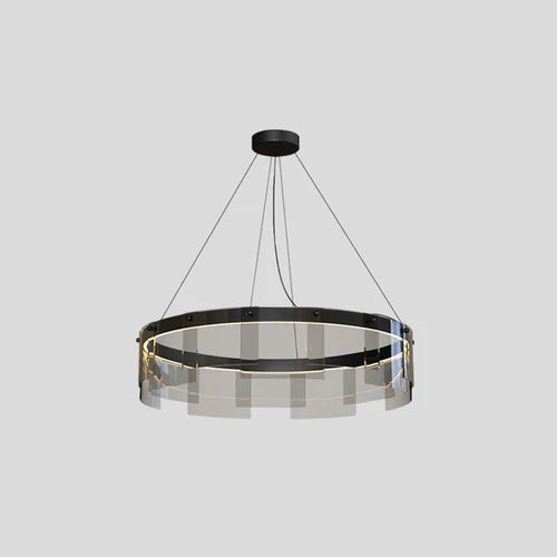 Black Glass Circle Living Room Pendant Light