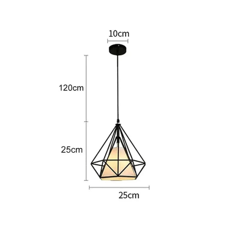 Diamantförmiger Black Metall Industrial Anhänger Licht