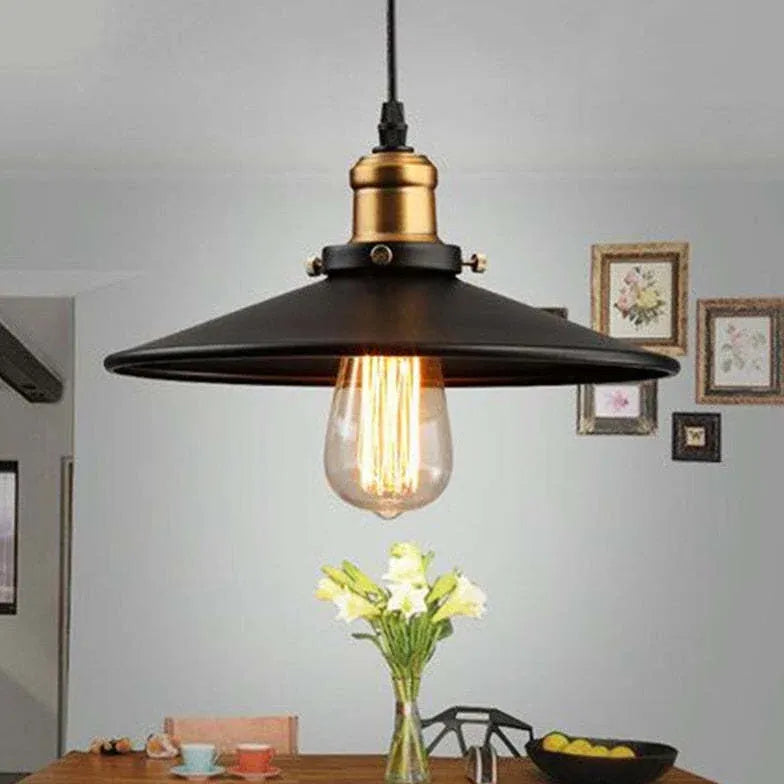 Industrie Hängelampe Schwarz im minimalistischen Retro-Stil - Clowas.de