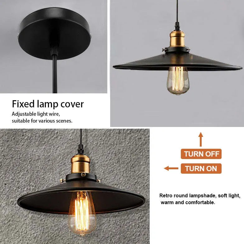 Industrie Hängelampe Schwarz im minimalistischen Retro-Stil - Clowas.de
