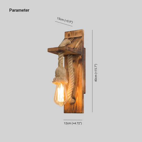 Industrie Wandleuchte Holz Seil Vintage Design - Clowas.de