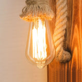 Industrie Wandleuchte Holz Seil Vintage Design - Clowas.de