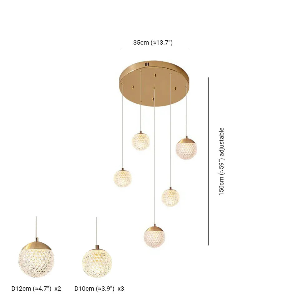 Spherical Multi-Head Luxury Hall Pendant Light