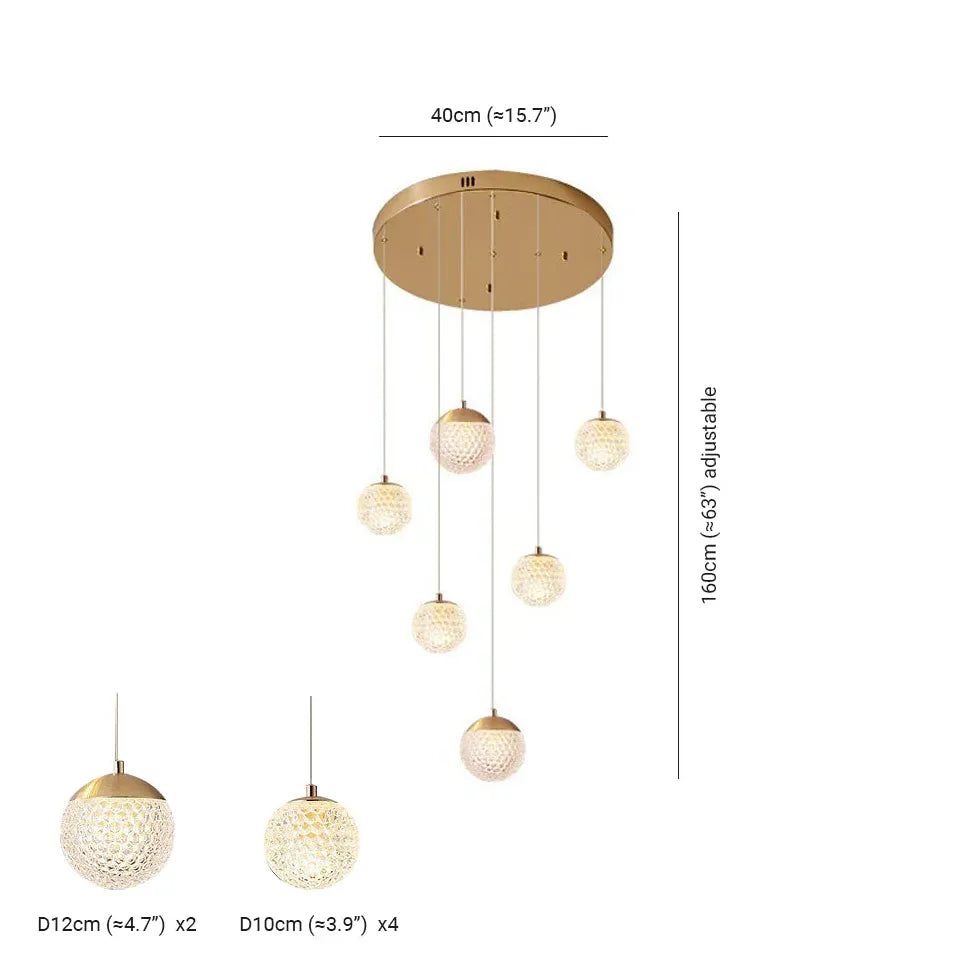 Spherical Multi-Head Luxury Hall Pendant Light