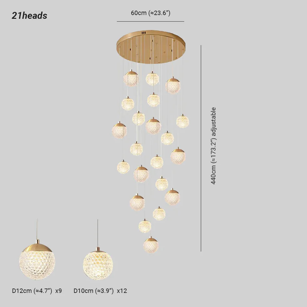 Spherical Multi-Head Luxury Hall Pendant Light