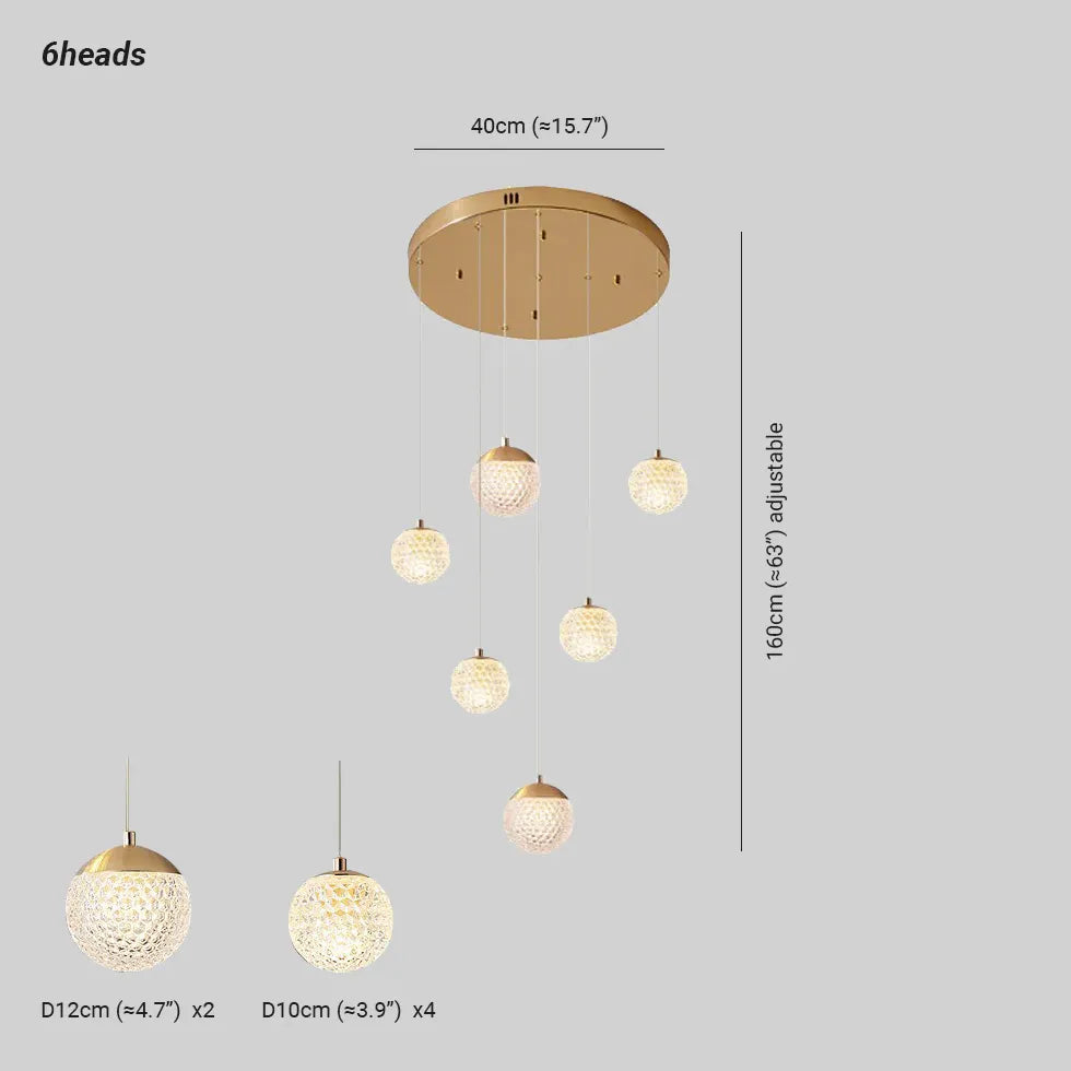 Spherical Multi-Head Luxury Hall Pendant Light