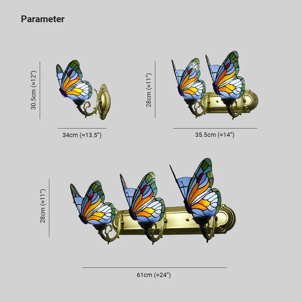 Tiffany Wandleuchte Schmetterlingsglas