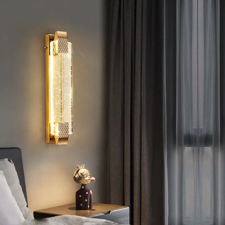 Rectangle Bubble Glass Gold Wall Lights