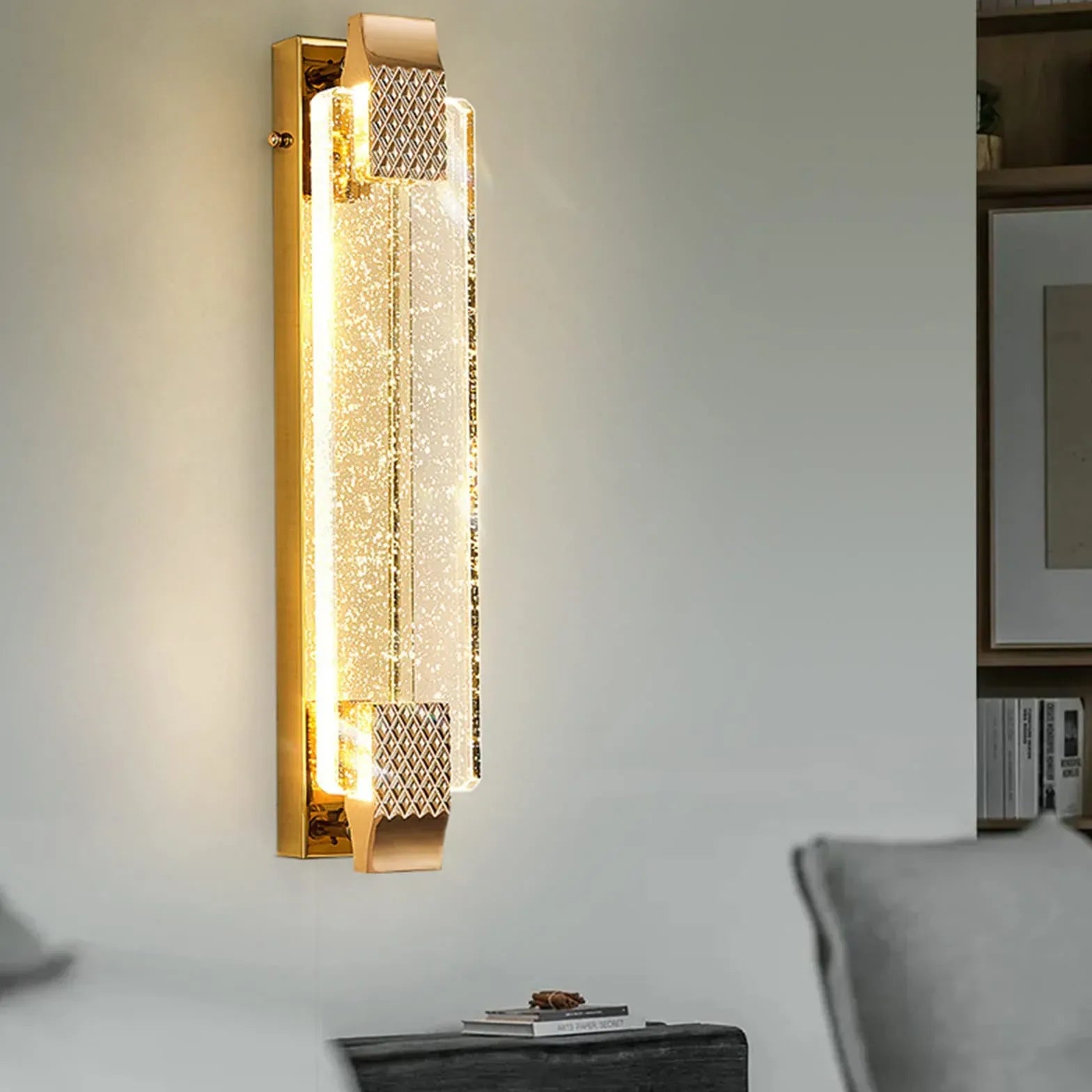 Rectangle Bubble Glass Gold Wall Lights