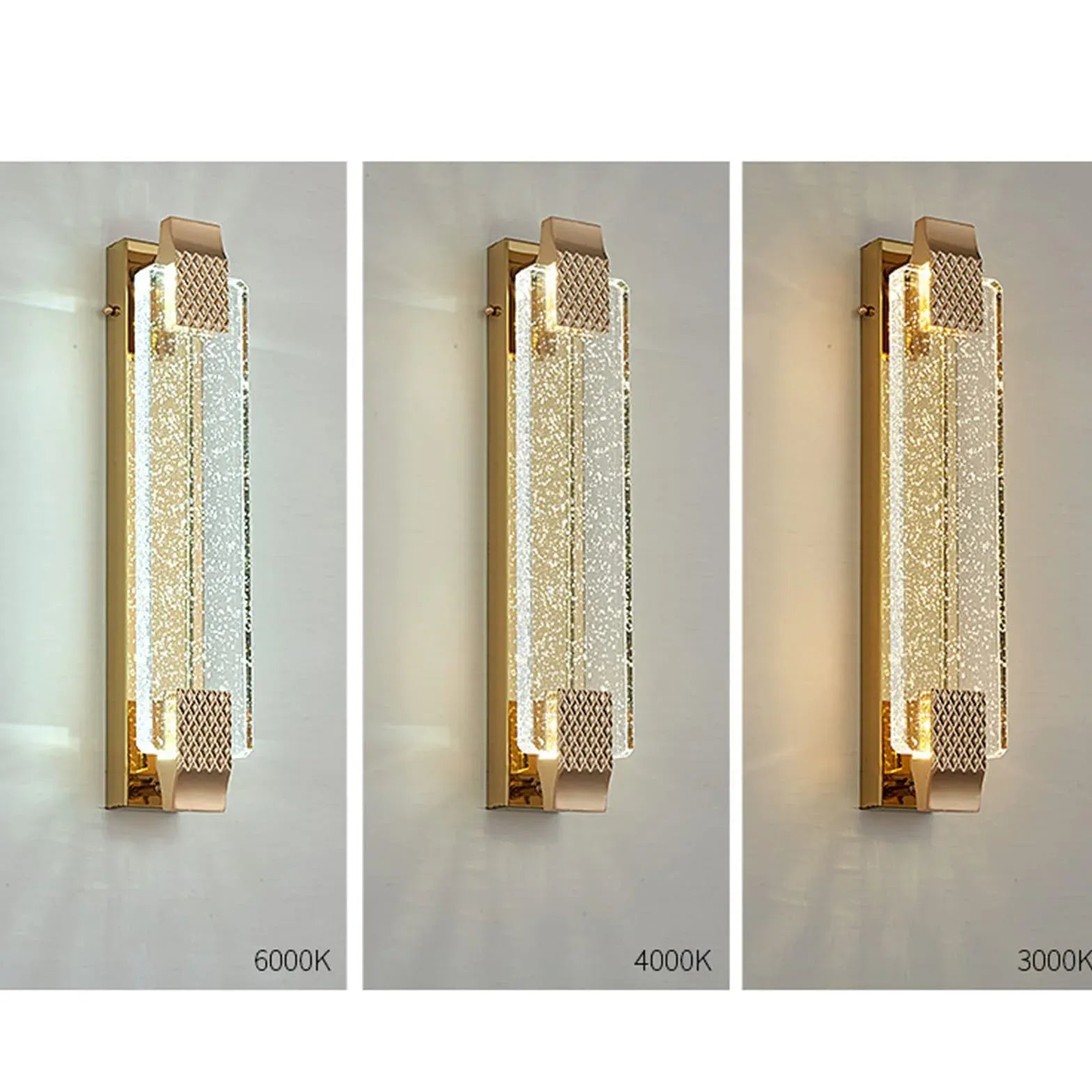 Rectangle Bubble Glass Gold Wall Lights