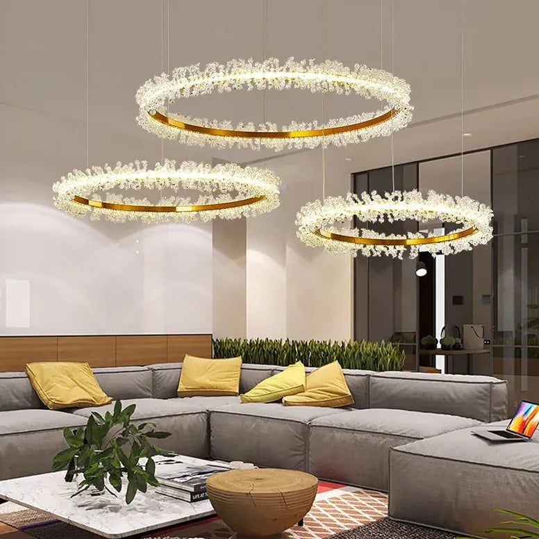 Kristall Hängelampe Rund in modernem Golddesign - Clowas.de