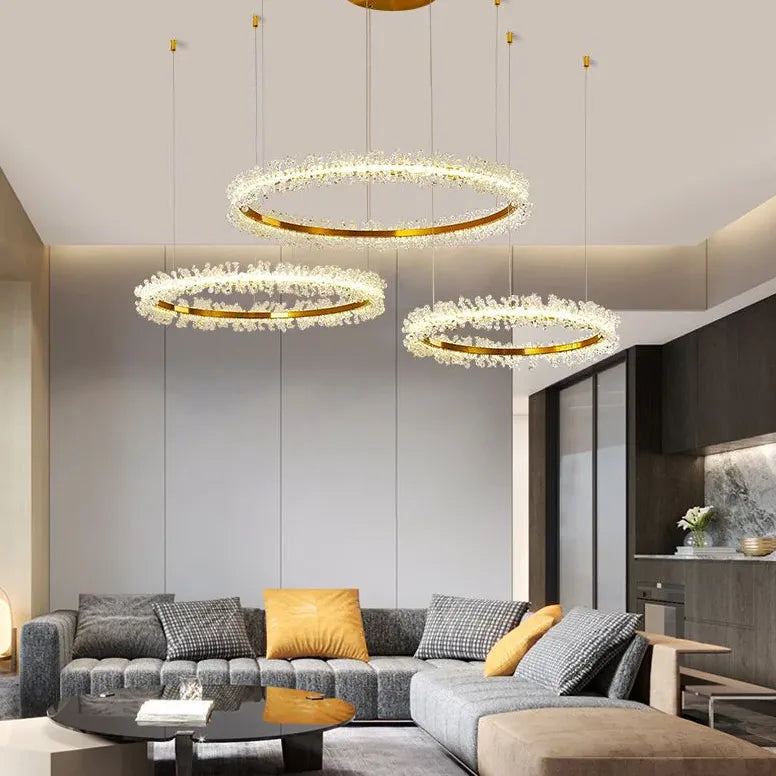 Kristall Hängelampe Rund in modernem Golddesign - Clowas.de
