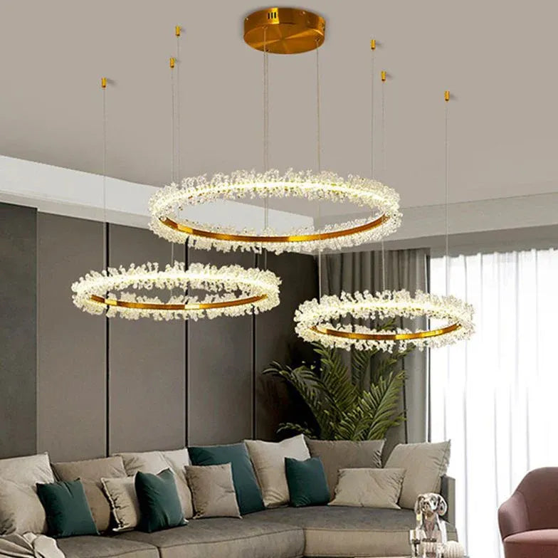 Gold Crystal Ring Modern Pendant Light