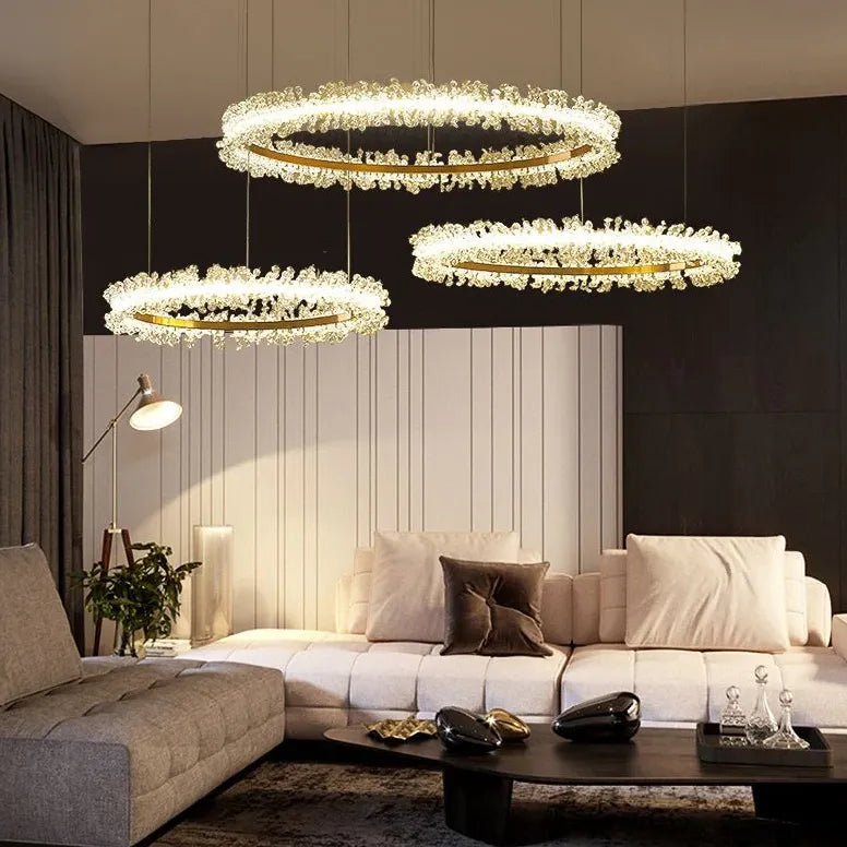 Gold Crystal Ring Modern Pendant Light