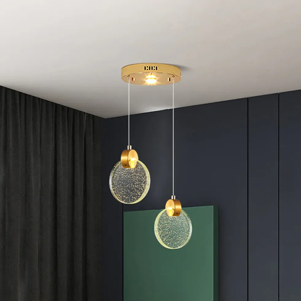 Golden Round Crystal Modern Pendant Light