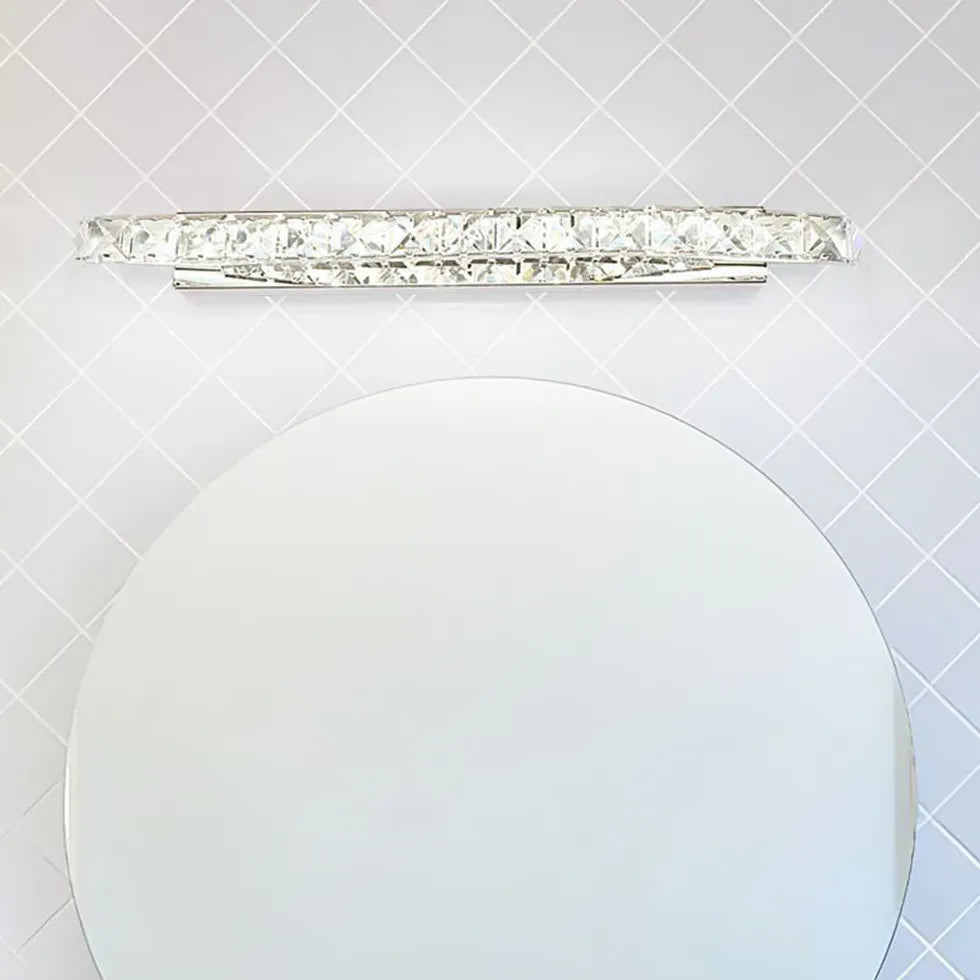 Silver Crystal Linear Bathroom Mirror Lights