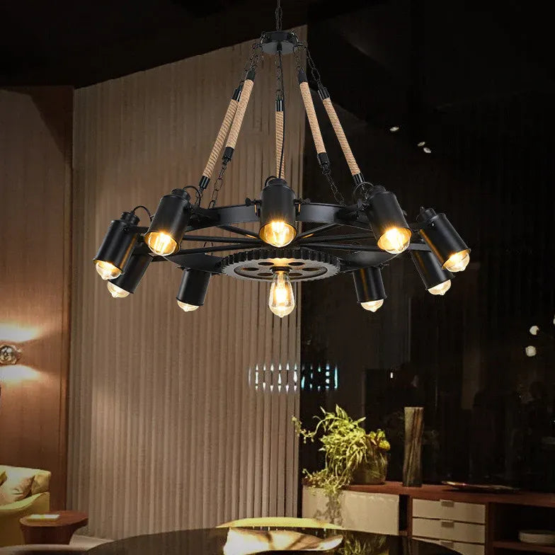 Kronleuchter für Esszimmer mit Retro-Zahnrädern und Seil - Clowas.de