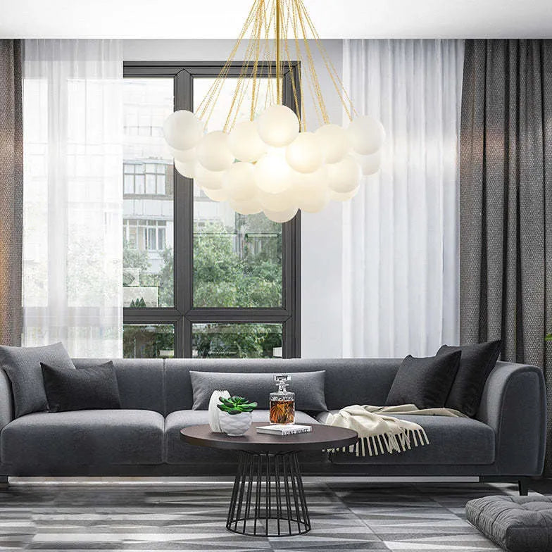 Kugel Pendelleuchte Weiß modernes elegantes Design Nordic - Clowas.de