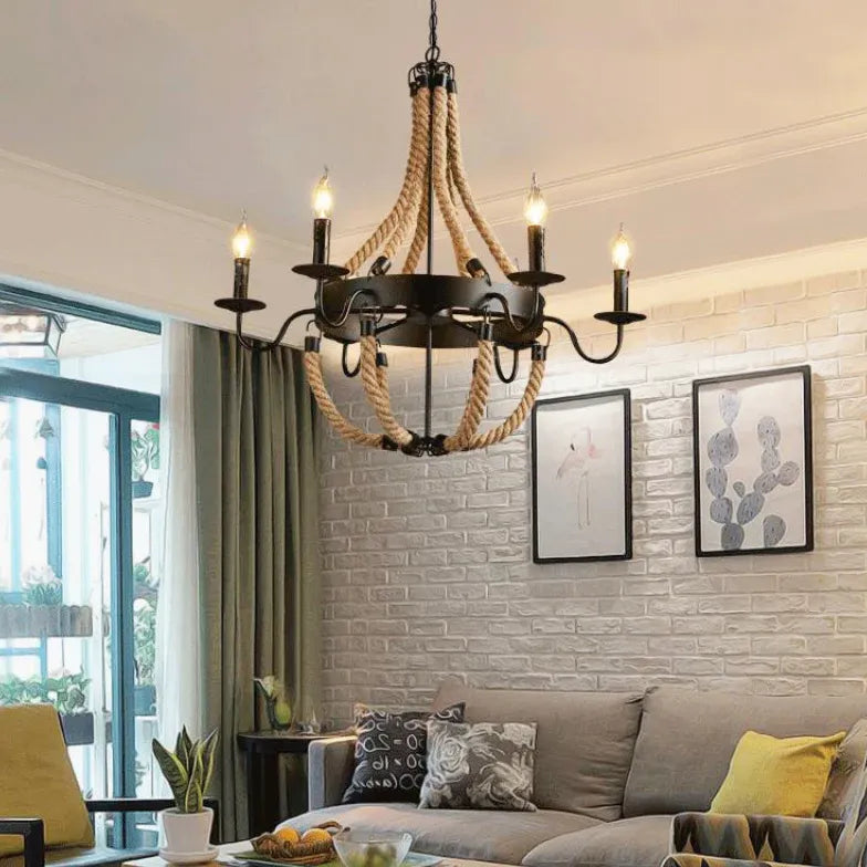 Lampe Kronleuchter im amerikanischen Retro-Stil mit Kerzen - Clowas.de