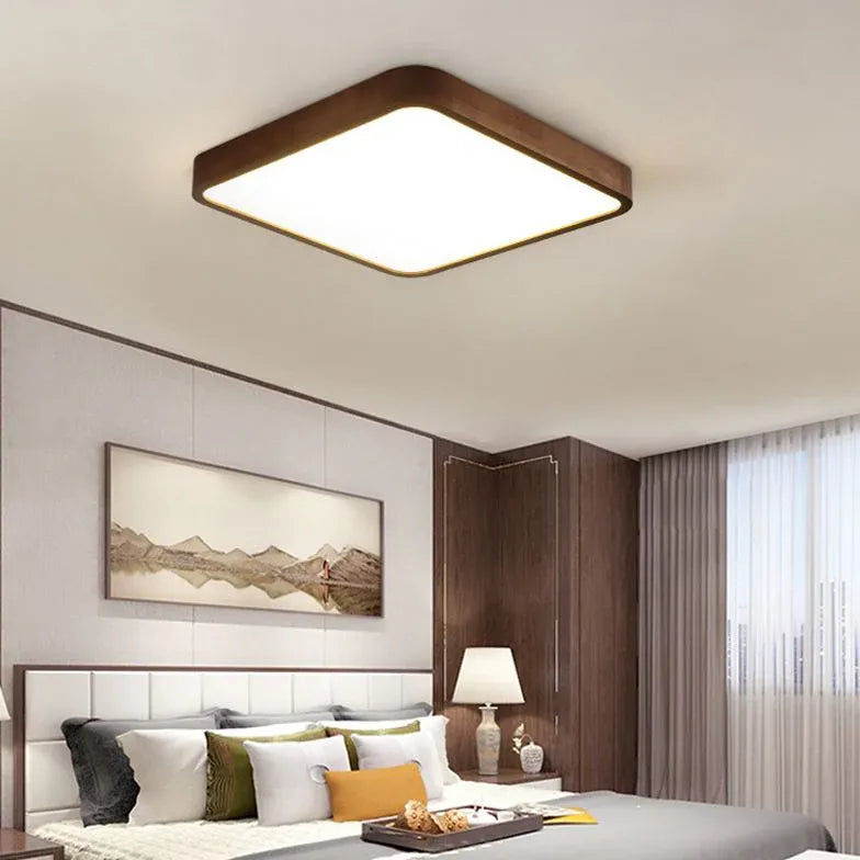 Quadratische Deckenleuchte LED aus Walnussholz im modernen Stil - Clowas.de
