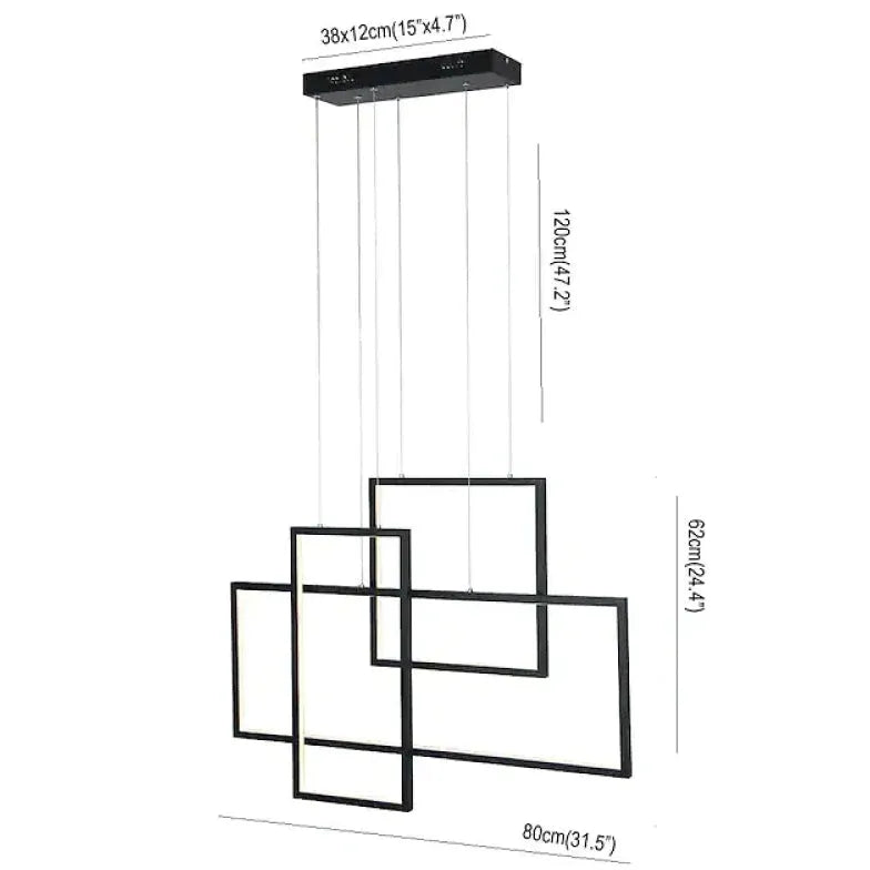 Mehrere rechteckige schwarze minimalistische Anhängerleuchten