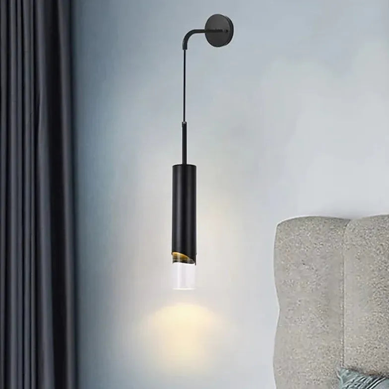 Black Hanging Cylindrical Wall Lamp