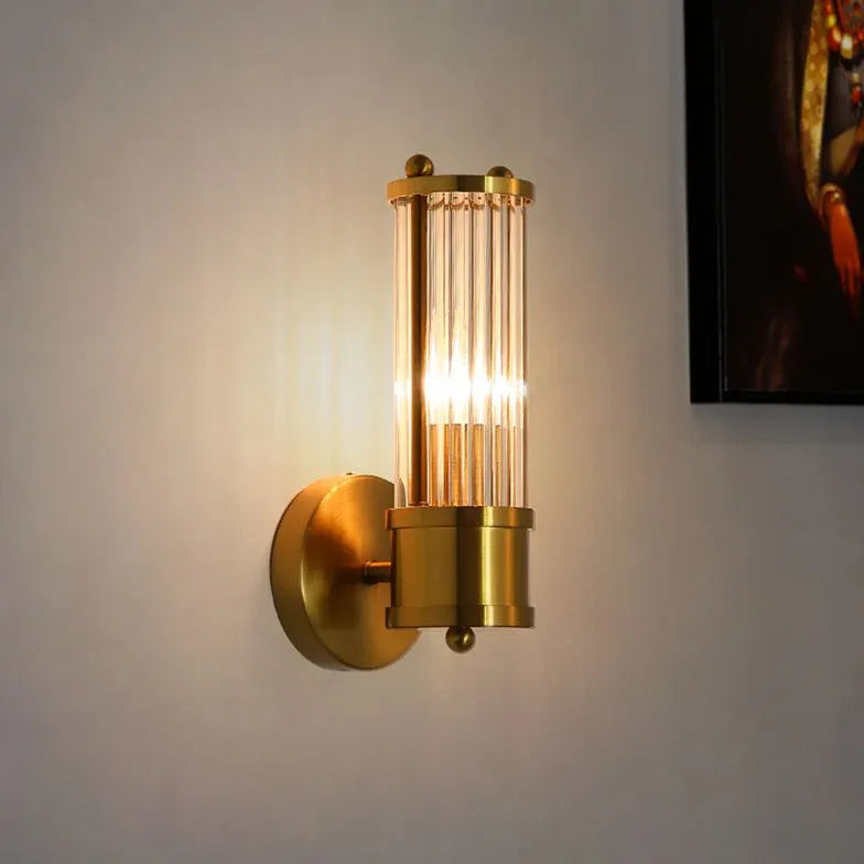 Brushed Brass Wall Light Glass