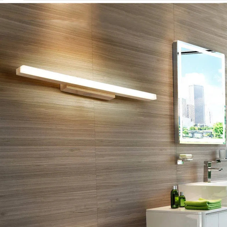 Concise Wooden Modern Bathroom Mirror Lights