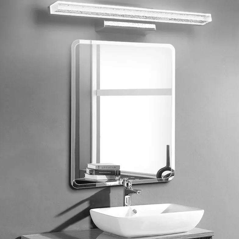 Silver Long Strip Bathroom Mirror Lights