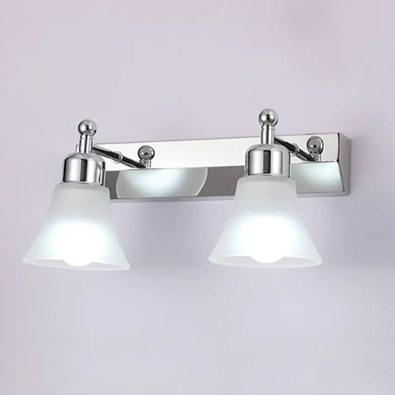 Frosted Glass Silver Mirror Bathroom Wall Lights