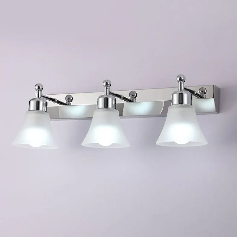 Frosted Glass Silver Mirror Bathroom Wall Lights