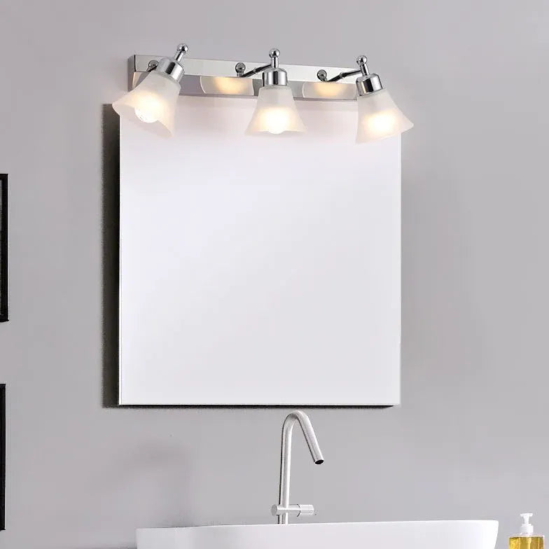 Frosted Glass Silver Mirror Bathroom Wall Lights