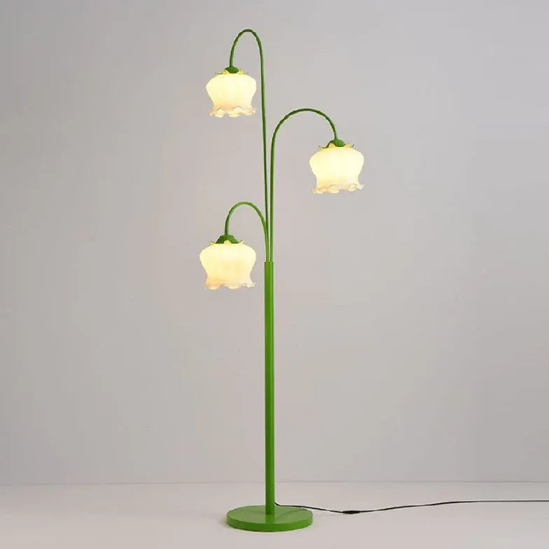 Dreiköpfe Laternenblumengrün-Stehlampe