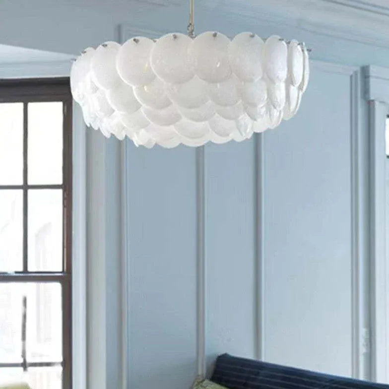 White Scales Disc Design Modern Pendant Light