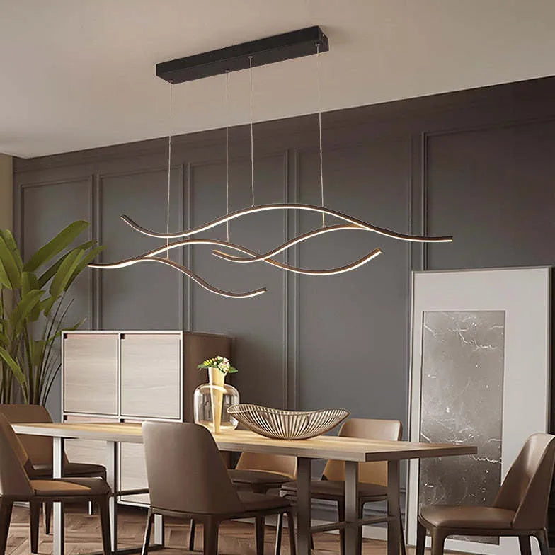 Curved Black Minimalist Dining Room Pendant Light