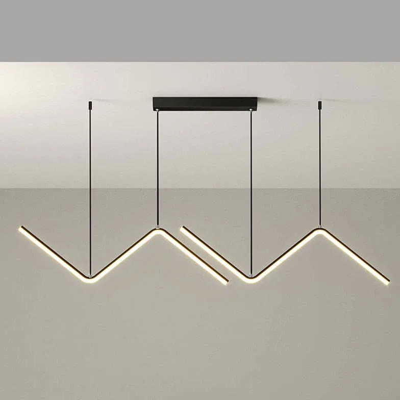 Black Modern Wavy Linear Chandelier