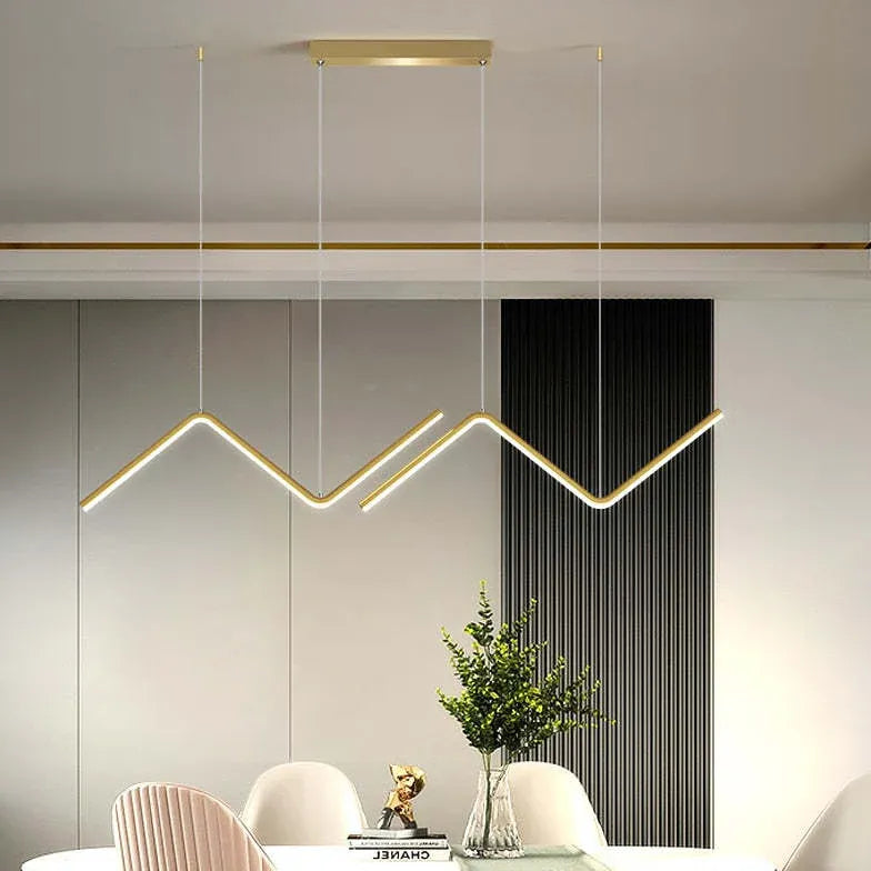 Black Modern Wavy Linear Chandelier