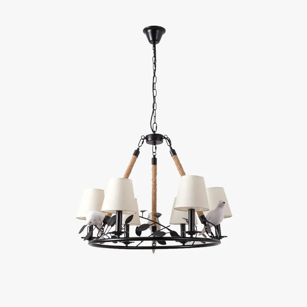 Lüster Kronleuchter im industriellen Eisenstil mit weißem Lampenschirm - Clowas.de