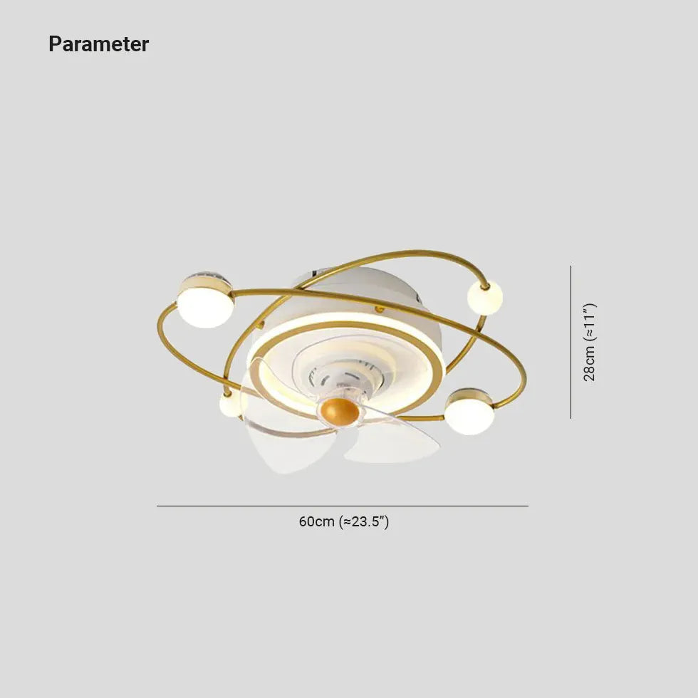 Planeten, die moderne Deckenventilat mit Licht umkreisen