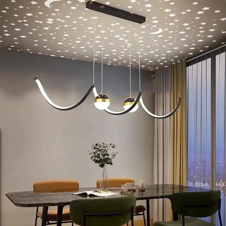 Wavy Spherical Shape Modern Dining Room Pendant Light