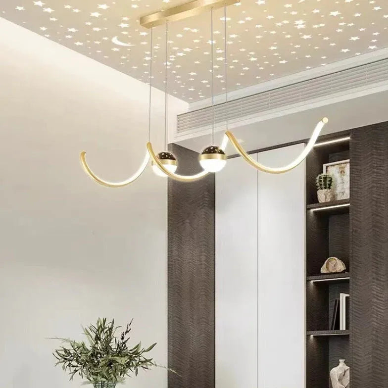 Wavy Spherical Shape Modern Dining Room Pendant Light