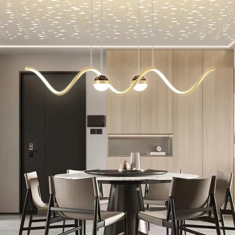 Wavy Spherical Shape Modern Dining Room Pendant Light