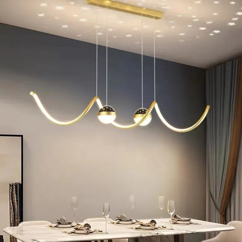 Wavy Spherical Shape Modern Dining Room Pendant Light