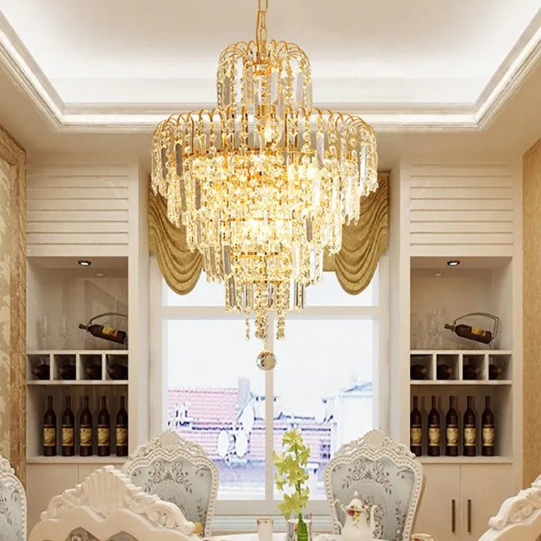 Multi-Light Design Luxury Crystal Gold Chandelier