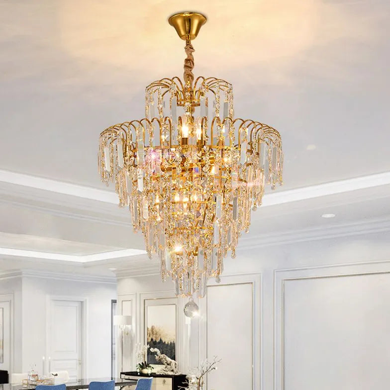 Multi-Light Design Luxury Crystal Gold Chandelier