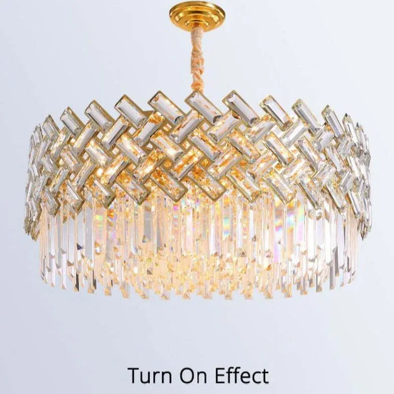 Luxury Gold Round Crystal Chandelier