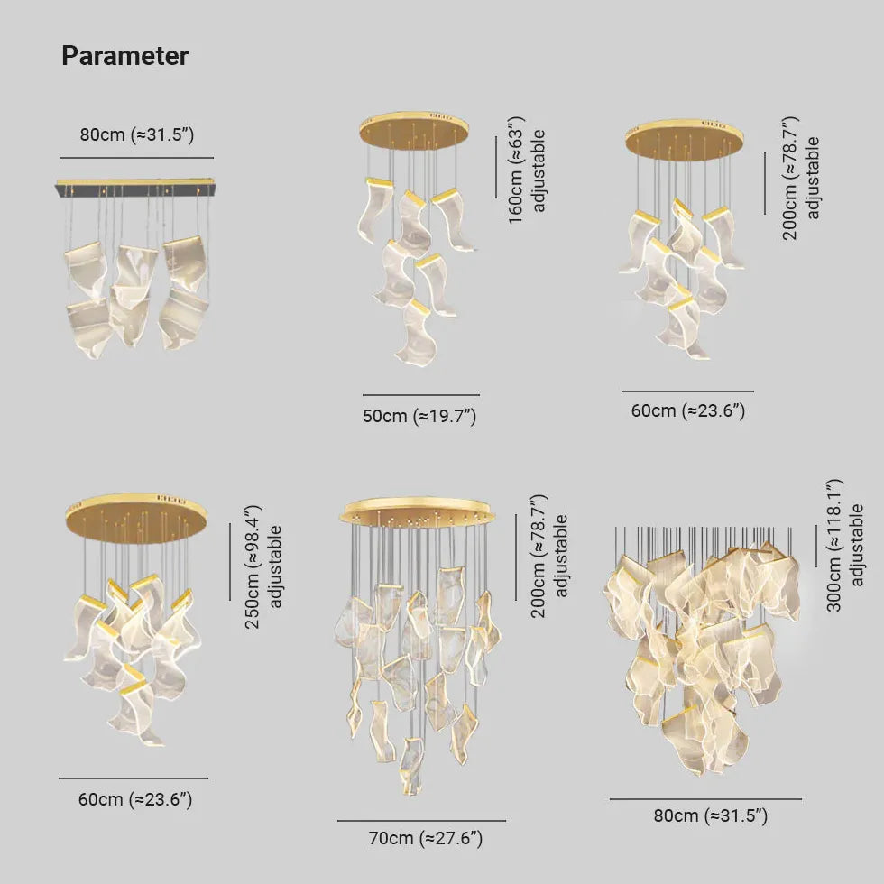 Fluss unregelmäßiges Gold für Esszimmer Kronleuchter