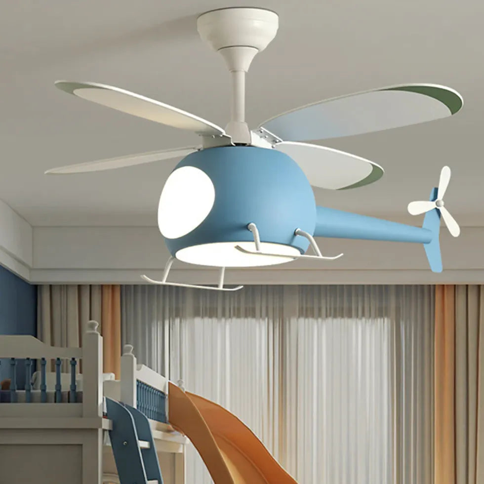 Blauer Hubschrauber moderner Deckenventilator mit Licht